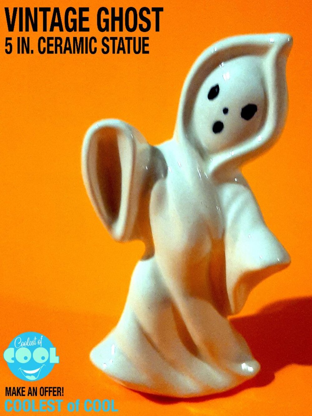 Vintage Ghost statue Ceramic Mold Figurine 70’s 5 Inch tall Halloween old ghosts